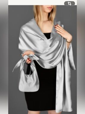 Double-layered silver shawl/wrap; bag not included; NWOT; Never Worn